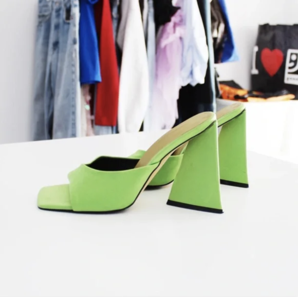 Bright Triangle Heeled Mules